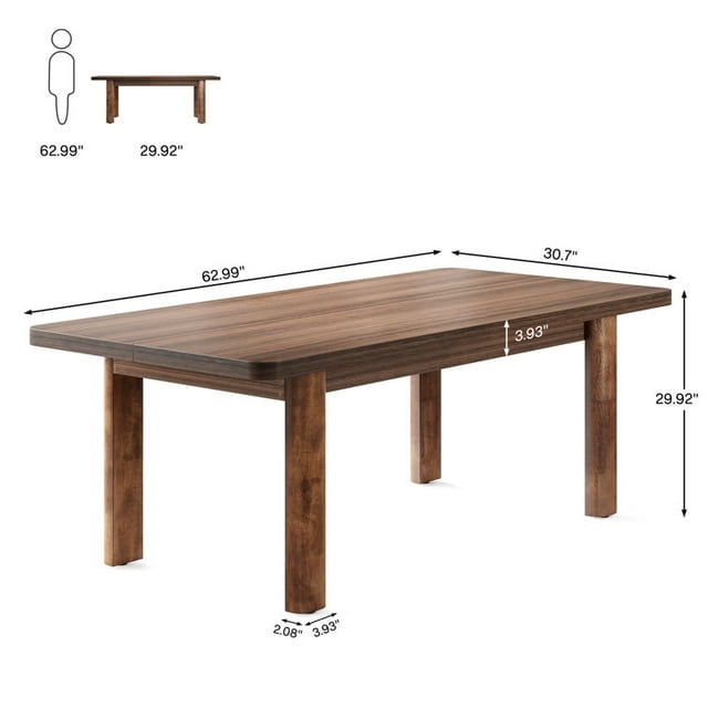 Tribesigns 63-Inch Executive Desk, Large Office Computer Desk with Solid Wood Legs, Simple Modern Study Writing Desk Workstation, Conference Table Business Furniture for Home Office