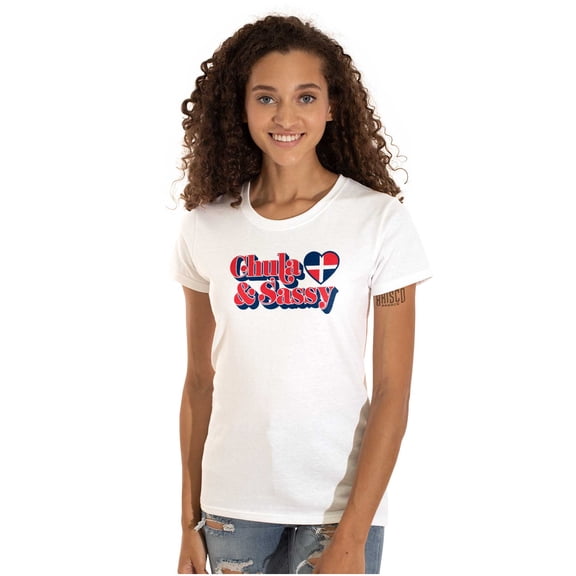 Chula and Sassy Cute Proud Dominicana Womens Slim Fit Graphic Tee Brisco Brands S
