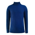 thumbnail image 3 of JTieacloth Casual Mens Sweaters Mens Autumn And Winter Fashion Casual Turtleneck Color Matching Knitted Wool Coat Sweater(Blue), 3 of 3