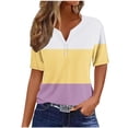 thumbnail image 2 of Fiudx Ofertas Flash Del Día Solo En Línea Blusa de Manga Corta Estampada a La Moda para Mujer, Blusas Informales con Cuello Redondo, 2 of 5