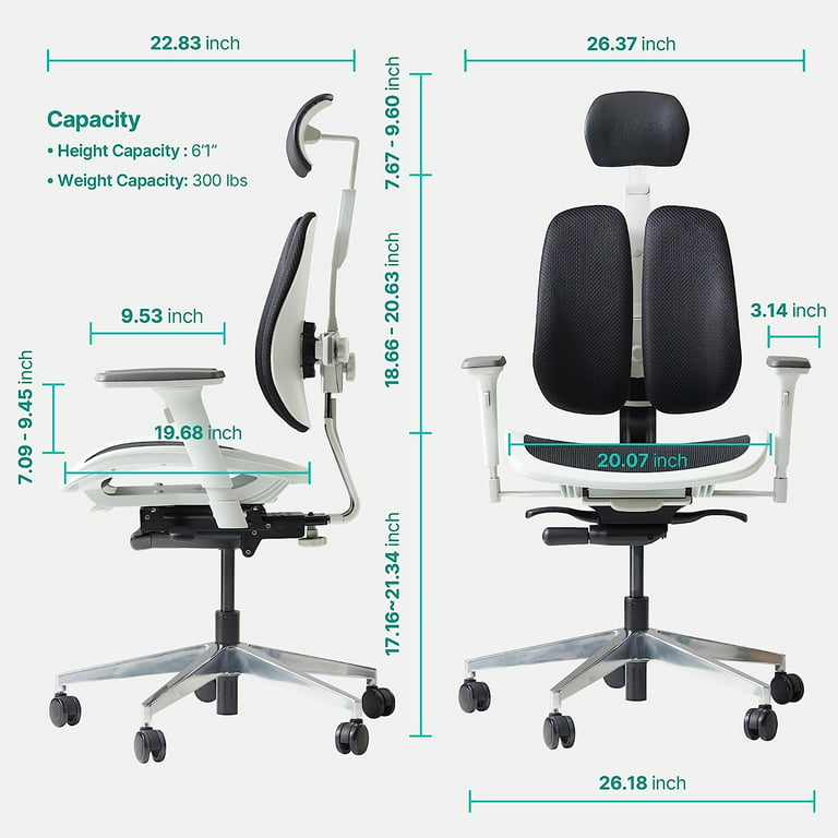 [Dual-backrests] Duorest Alpha - Ergonomic Office Chair, Home Office Desk  Chairs, Executive Office Chair, Best Office Chair for Lower Back Pain, Mesh