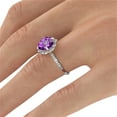 thumbnail image 3 of 2.25 ctw Amethyst Ring with Diamonds 14K White Gold Flower Leaves Halo, 3 of 7