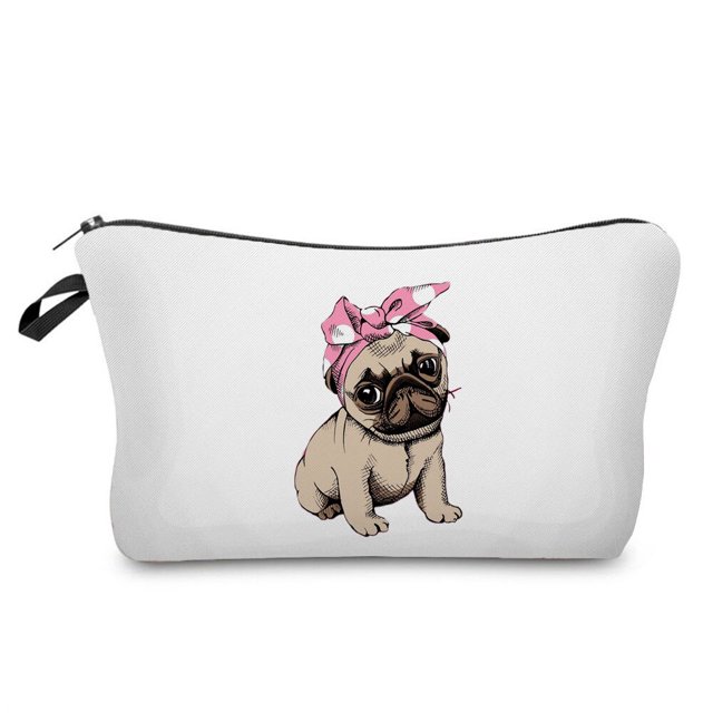 Bolsa de cosméticos con estampado de perro para mujer, neceser portátil para exteriores, bolsa de aseo personalizable, regalo para profesores de escuela, bolsa de maquillaje LIUWENJING unisex