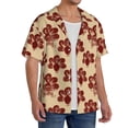 thumbnail image 2 of Naloa Thanksgiving Sketch Turkey Men's Loose Fit Cuban Collar Short-Sleeve Shirt, Hawaiian Shirts, Mens Shirts Casual for Everyday Wear Outings-Large, 2 of 5