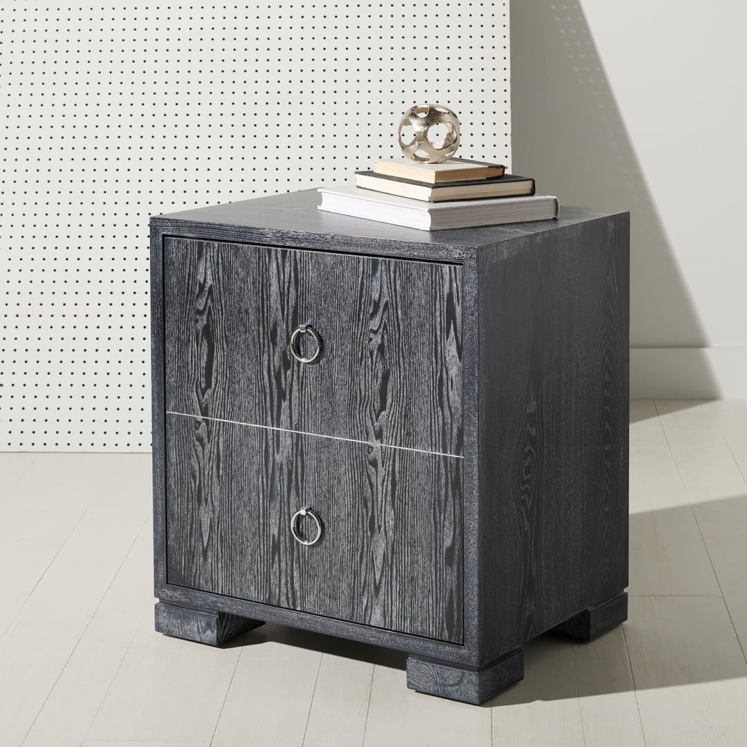 Safavieh Couture Laila Glam Mdf End Table, Black Cerused Oak