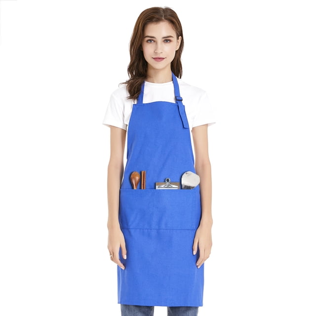 TOPTIE Cotton Canvas Adjustable Chef Kitchen Apron with Two Front Pockets, 24"W x 29 1/2"L