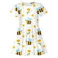 thumbnail image 4 of Tisuna Girls Summer Dress Cartoon Bee Print Short Sleeve Crew Neck Dresses Comfortable Soft Little Girls Children'S Casual Wear White Size 8-9 Years, 4 of 5