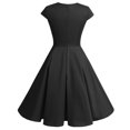 thumbnail image 3 of Vestido de cóctel retro vintage de los años 50 con falda plisada y escote en V estilo rockabilly, 3 of 6