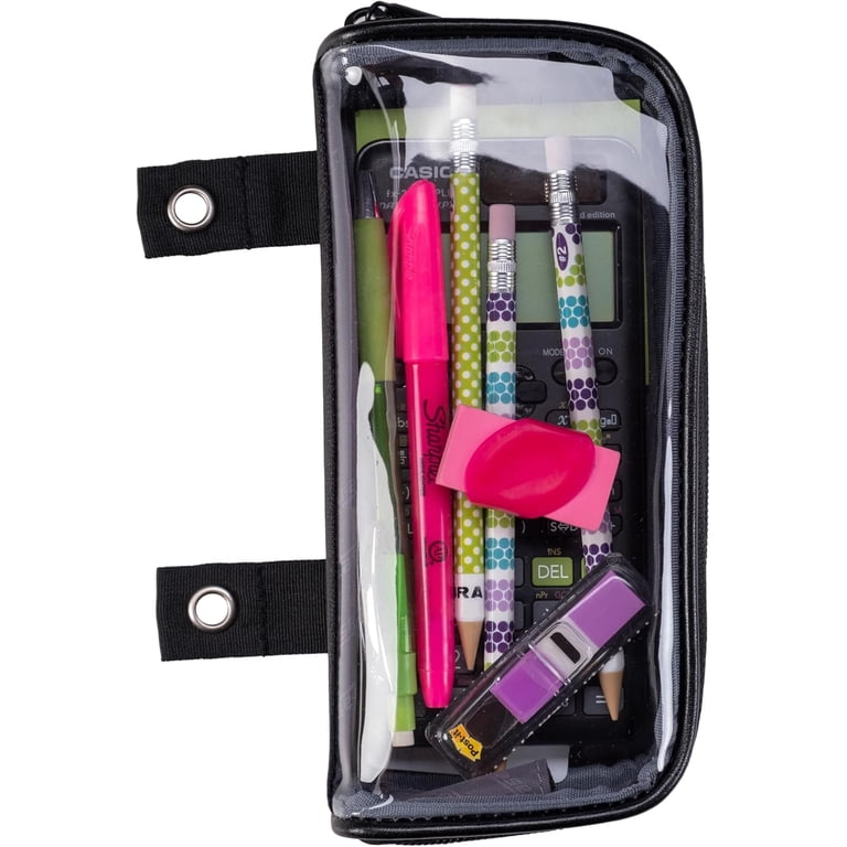 Case-it Clear Front Pencil Case w/Grommets, Black - Walmart.com