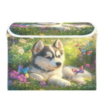 Storage Box With Lid 16.5x12.6x11.8In Foldable Stacked Household Storage Box Beautiful Husky