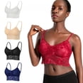 thumbnail image 3 of Xmarks Lace Camisole, Romantic Lace Bralettes V Neck Lace Half Cami Bra Spaghetti Strap Crop Top With Pad for Women Girls, 3 of 5