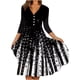 thumbnail image 1 of Vestido de mujer de manga larga con cuello en V y botones, informal, a la moda, para fiesta, diario, elegante, estampado Fridja  NMB5039, 1 of 7