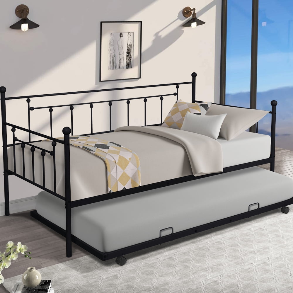 Twin Daybed Frame, YOFE 2 in 1 Twin Size Bed Frame w / Steel Slats