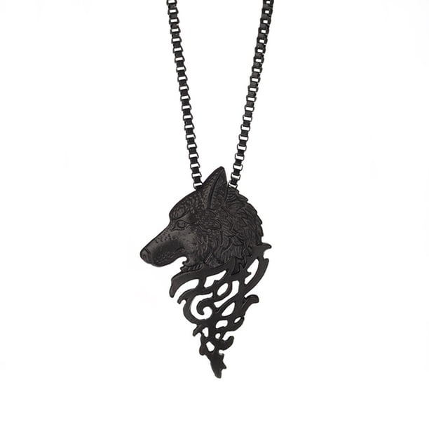 Regalo de moda en forma de collar de joyería colgante de aleación de cabeza de lobo collares y colgantes
