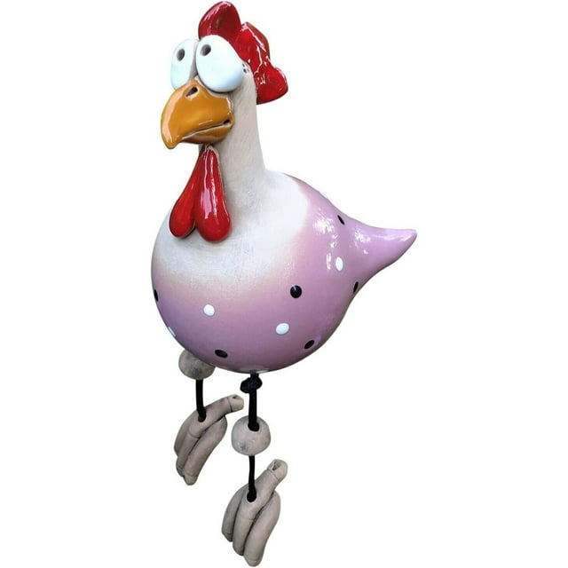 Décor de Poulet Drôle Art de Cour, Statues Décoratives en Résine Coq pour Extérieur