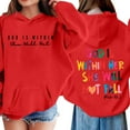 thumbnail image 2 of Oiyii Toddler Girl's Front Back Text Hoodie Sweatshirt Long Sleeve Casual Hooded Sweatshirt Outdoor Pullover Top,Red, 2 of 8