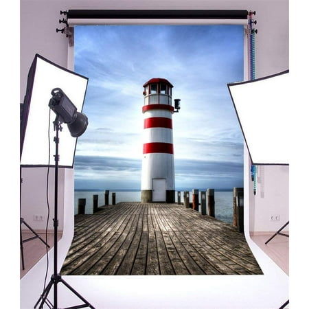 Image of ABPHOTO Polyester 5x7ft Photography Backdrop Podersdorf Lighthouse at Lake Neusiedl Photo Background Backdrops for Photography Photo Shoots Party Newborn Kids Baby Personal Portrait Photo Studio Props