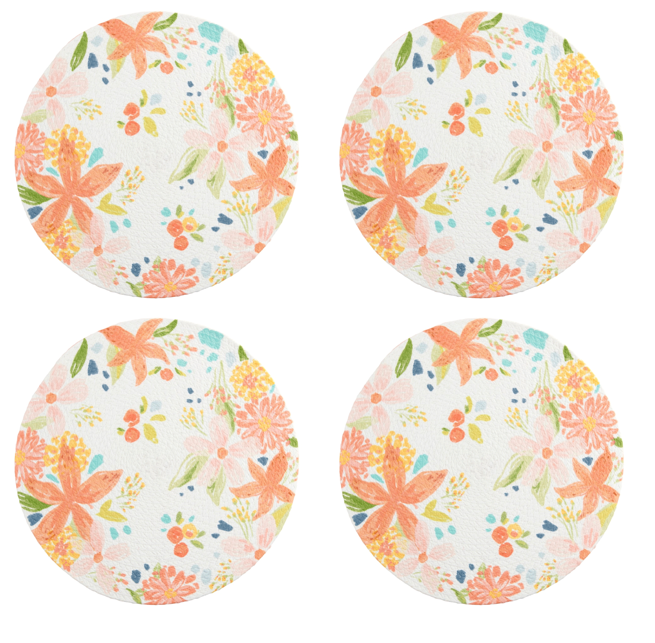 Celebrate Spring Together Floral Braided Round Placemats, Set of 4