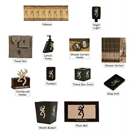 Browning Buckmark 25 Piece Bathroom Decor Accessories Set Tan And Browning Buckmark 25 Piece Bathroom Decor Accessories Set Tan And Brown