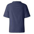thumbnail image 5 of ZOHIUM Women's Shirts Casual Tee Shirts Women's Women's Mid Sleeved V Neck All Solid Color Oversized Loose Shirt T Shirt Women's Plus Size T Shirts Womans Tops （Dark Blue,XXXXL）, 5 of 5
