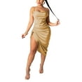 thumbnail image 1 of ITFABS Women?s Solid Color Suspender Backless Drawstring Skinny Dress, 1 of 5