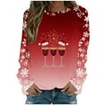 thumbnail image 2 of FDGIU Women's Christmas Graphic Tunic Tops - Soft Long Sleeve Crewneck Blouses with Xmas Tree Prints, Holiday Party Tees, 2 of 5