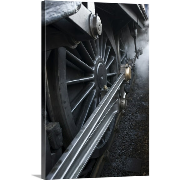 Great BIG Canvas | "Close-Up Of Steam Engine Train Wheel" Canvas Wall Art - 16x24