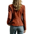 thumbnail image 5 of Sorvello Women’s Short Faux Suede Jacket Tailored Fit Notch Lapel Button Closure Structured Coat Red M, 5 of 6