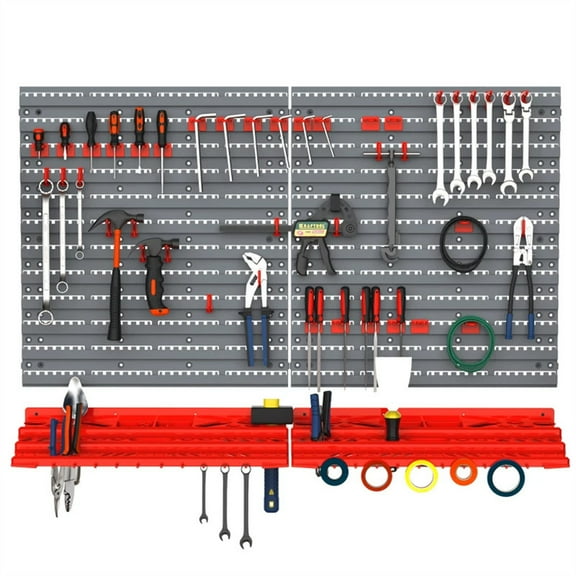 YLCW Pegboard Wall Organizer 37in. Garage Metal Utility Tool Storage Kit with Toolboard Hooks Accessories, Wall Mounted Bins
