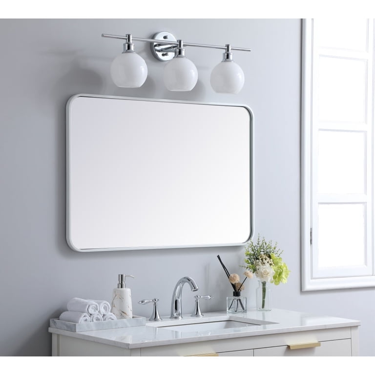 Elegant Lighting MR802436WH 24 x 36 in. Soft Corner Metal 