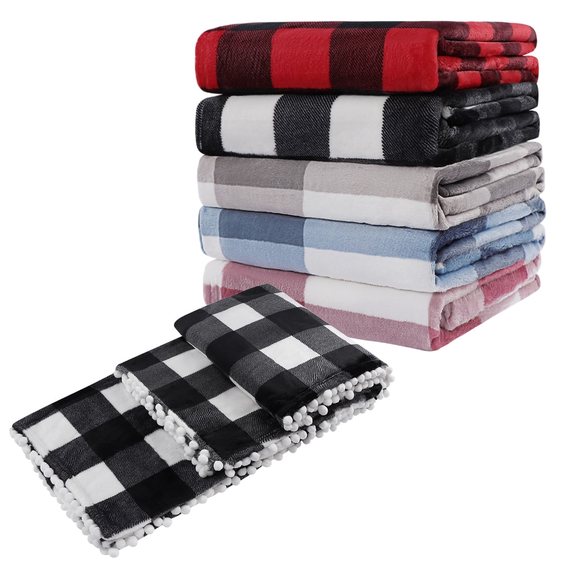 Unique Bargains Plaid Microfiber Plush Lightweight Throw