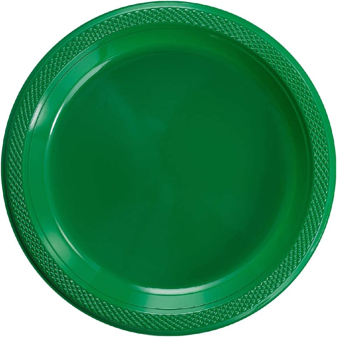 10 Inch Green Plastic Plates 50 Count Round Green Disposable Plates