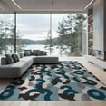 thumbnail image 2 of ODIKA 8'x10' Teal Blue Geometric Slate Washable Area Rug Modern Abstract With Dynamic Shapes And Bold Design Non-Slip Chair-Friendly Mat for Dining Room, Large Office, Lounge, 2 of 7
