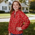 thumbnail image 3 of Uorisanigo Kids Girls Sweatshirt Casual Christmas Candy Cane Long Sleeve Pullover Top Quarter Zipper Cropped Sweatshirt for Teen Girl School Athletic Tops Fall Fashion Outfits Clothes, 3 of 7