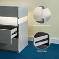 thumbnail image 4 of LED Nightstands 3 Drawer Dresser for Bedroom End Table with Acrylic Board LED Bedside Tables for Bedroom Living Room Bedside Furniture (Grey+Gold), 4 of 8