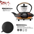 thumbnail image 3 of Japanese Style Cast Iron Teapot with 4 Tea Cups Trivet Tetsubin StovetopTea Kettle with Infuser Chinese Iron Tea Pot Tea Set for Adults Black (Pear Flower Pattern), 3 of 6
