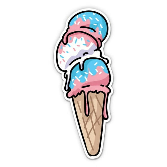 Pansexual Ice Cream Pride - 3" Vinyl Sticker - For Car Laptop I-Pad Phone Helmet Hard Hat - Waterproof Decal