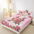 thumbnail image 4 of Homewish Initial H Letter Queen Sheet Sets, Pink Watercolor Flower Bedding, 4 Pieces, 4 of 7