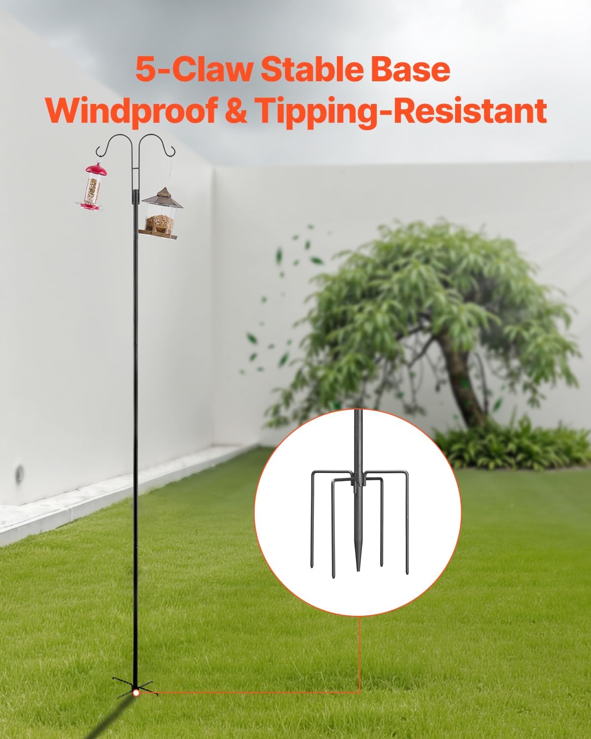 Double Shepherds Hooks for Outdoor, 8 Pack 92 Inch Heavy Duty Bird Feeder Pole