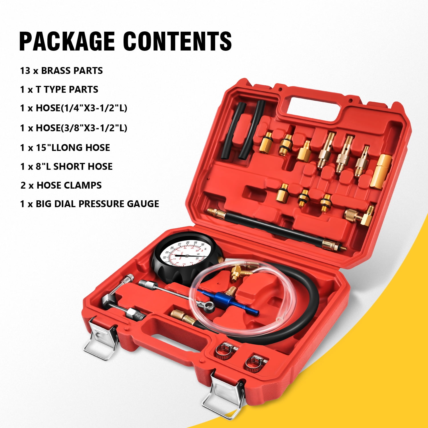 Auto Fuel Pressure Gauge Tester Kit Oil Combustion Spraying Pressure Meter Tool Set for Trucks Cars Motorcycles