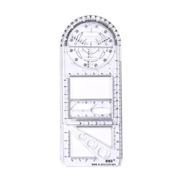 Under 10 Ruler Multifunctional Geometric Ruler Drawing Ruler Geometric Drawing Template Measuring Tool Plastic Draft Ruler for School Office Supplies