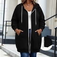 thumbnail image 2 of Virmaxy Women's Plus Size Full Zip Long Hoodie Sweatshirt Long Sleeve Oversized Casual Jacket with Side Pockets for Fall Winter Daily Wear L-XXXXXL, 2 of 7