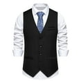 thumbnail image 2 of YLSDY Men's Slim Fit British Stylish Single Breasted Sleeveless Vest Office Business Waistcoat Formal Dress Vest Vintage Gentleman Party Wedding Vest Suit Vest Black L, 2 of 9