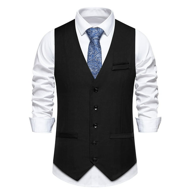 Dvkptbk V-Neck Tank Top Men Solid Fashion Retro Have Pockets Button V-neck Tanks Tops Blouse on Clearance