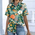 thumbnail image 5 of ASDFVBKG Women's Stain Long Sleeve Collared T Shirt Casual Shirts Button Trendy Relaxed Fit Vintage Floral Print Top for Women Dark Green S, 5 of 7