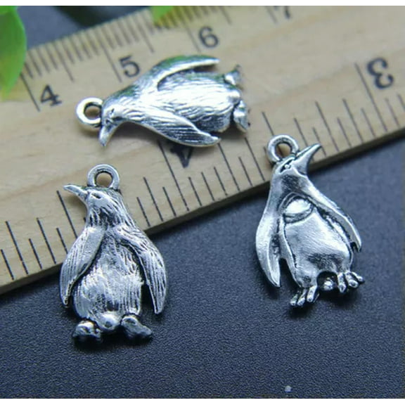 U8MO 6/20/50pc Retro Cute Penguin Alloy Charms Pendants Jewelry DIY 20*12mm-6pcs