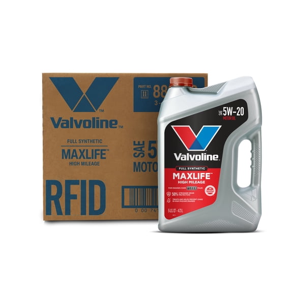 Valvoline MaxLife Full Synthetic High Mileage 5W-20 Motor Oil 5 Quart, pack of 3