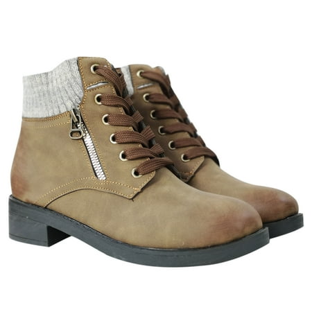 

Christmas Gift Juebong Women s Shoes Fashion Minimalistic Solid Color Zipper Low Tube Wool Stitching Lace-up Thick Heel Short Boots