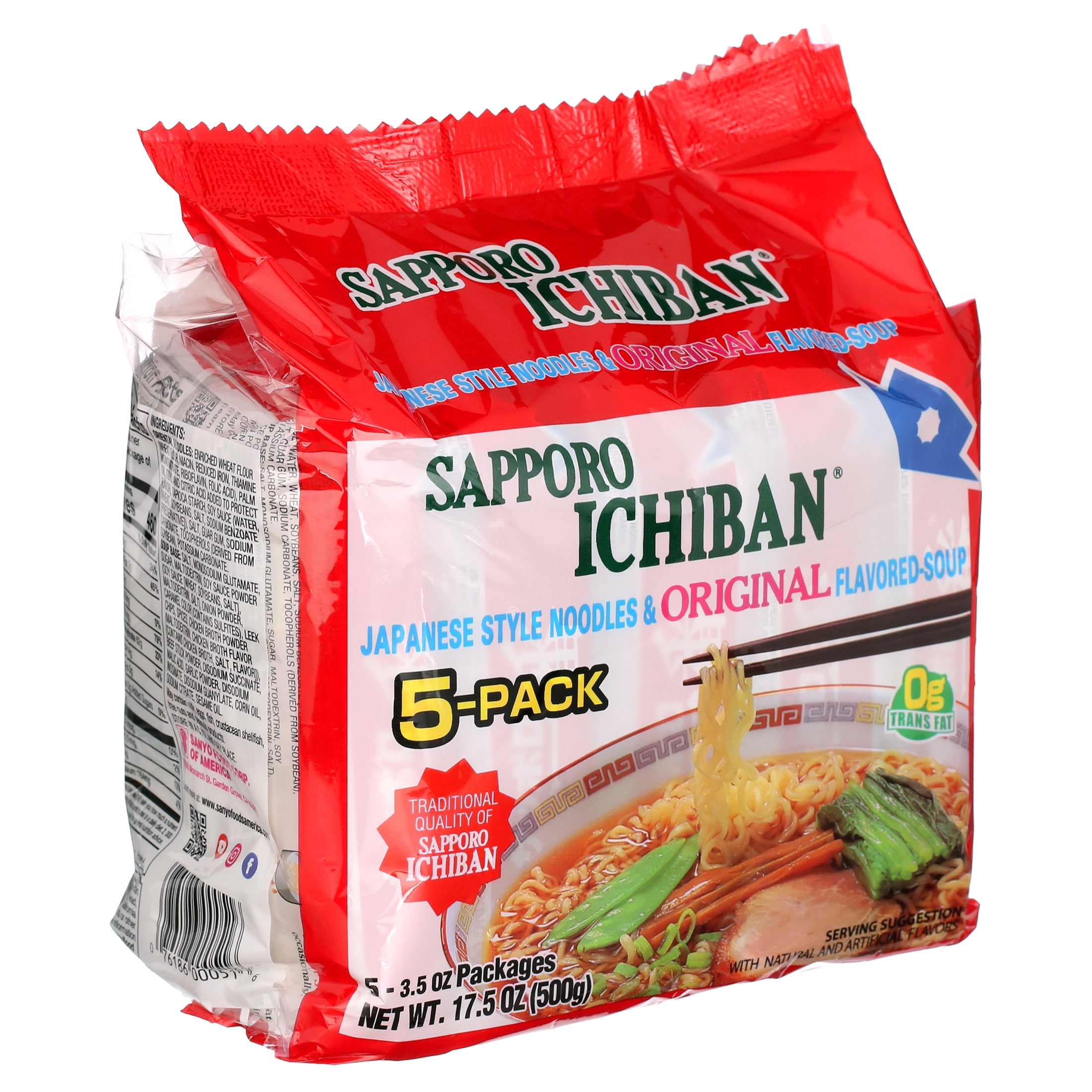 (3 pack) Sapporo ichiban Original Flavored Soup Japanese Style Noodles, 3.5 oz, 5 Count Bag