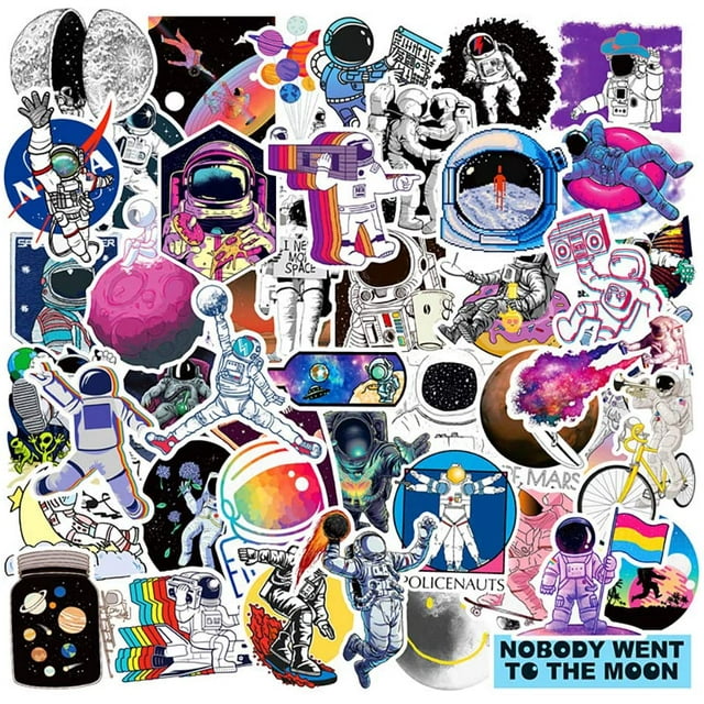 JHIJHOO Asa Sticker Pack Of 50 Space Explore Stickers Astronaut Stickers For Laptops Hydro Flasks Water Bottles Luggage